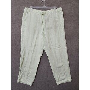J JILL Love Linen Wide-Leg Pants Womens XL Pale Green Pull On Elastic Waist NEW